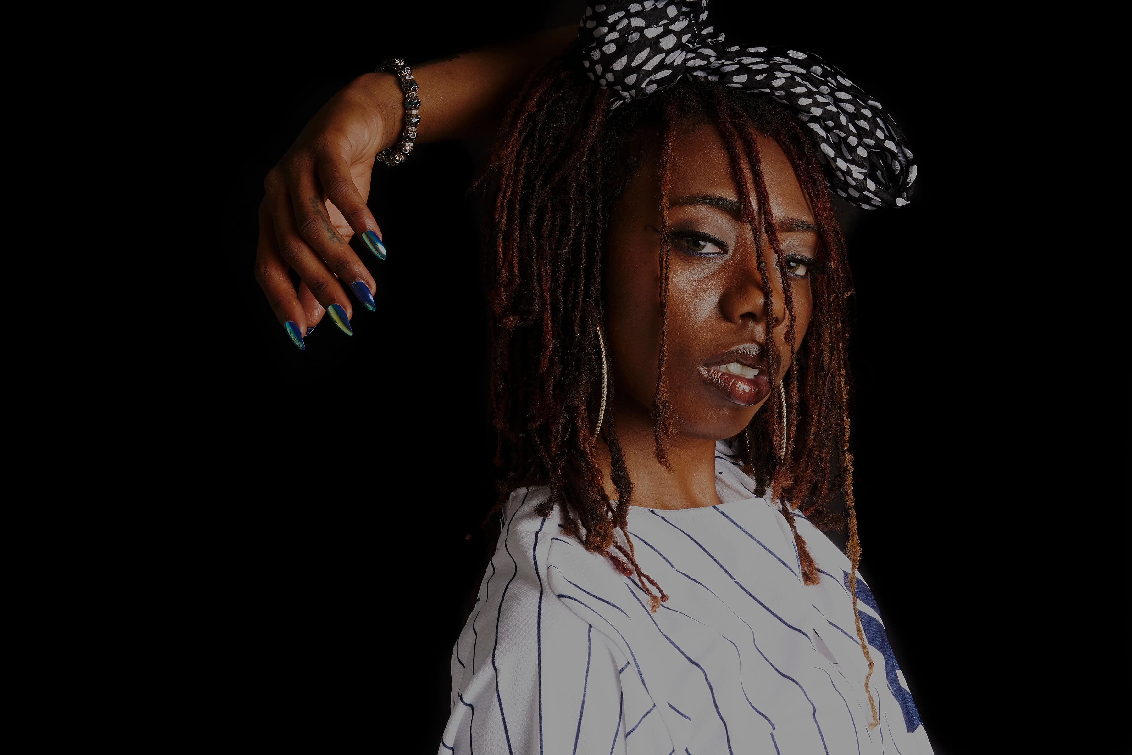 Dark studio editorial portrait