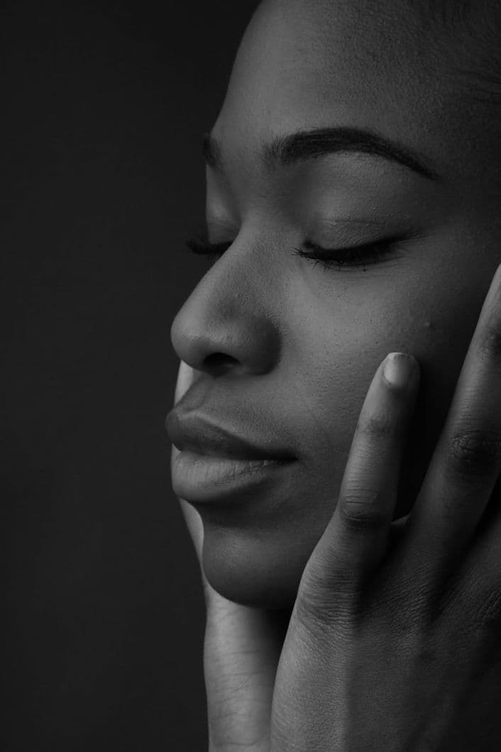 Black and white serene profile
